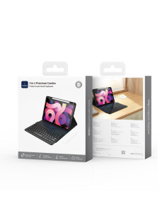 Funda protectora con teclado para iPad Pro 11 2024 Premium Combo 3 en 1 Estuche + Lápiz + Teclado Negro