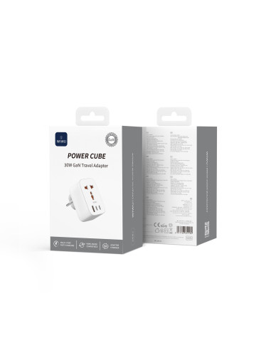 30W Power Cube GaN 2C1A Travel Adapter + 1 EU Plug