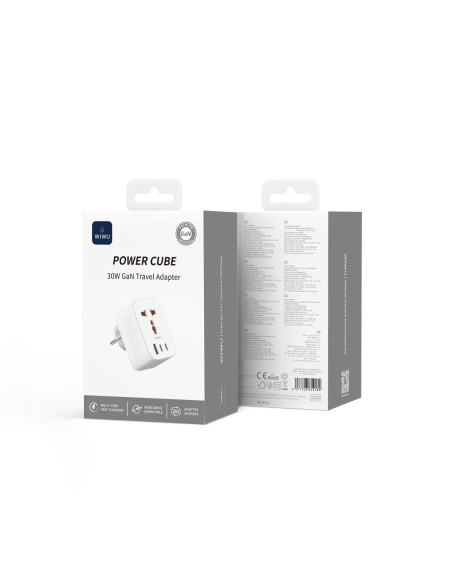 30W Power Cube GaN 2C1A Travel Adapter + 1 EU Plug