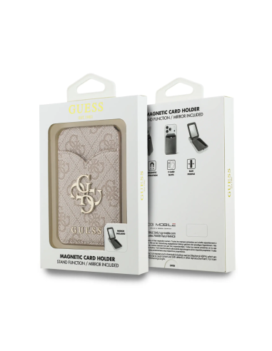 GUESS 4G PU TARJETERO ROSA CON SOPORTE MAGSAFE Y ESPEJO 4G CLASSIC