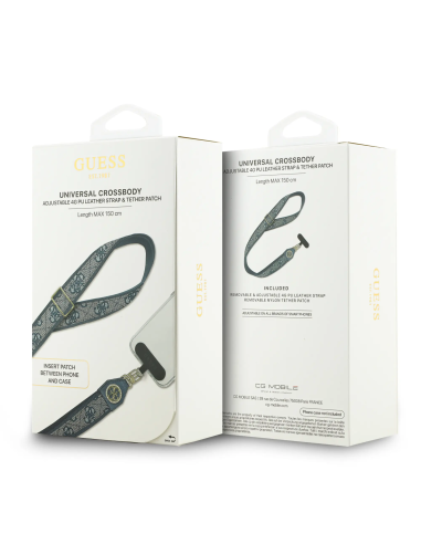 Correa universal GUESS de PU con parche logotipo con strass y estampado 4G (Azul)