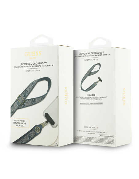 GUESS Universal PU Strap with 4G Pattern and Strass Logo Patch (Blue)