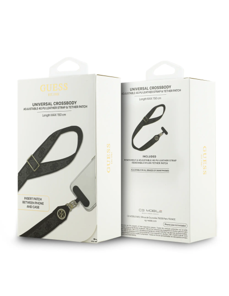 Correa universal GUESS de PU con parche logotipo con strass y estampado 4G (Negro)
