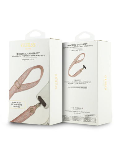 Correa universal GUESS de PU con parche logotipo con strass y estampado 4G (Rosa)