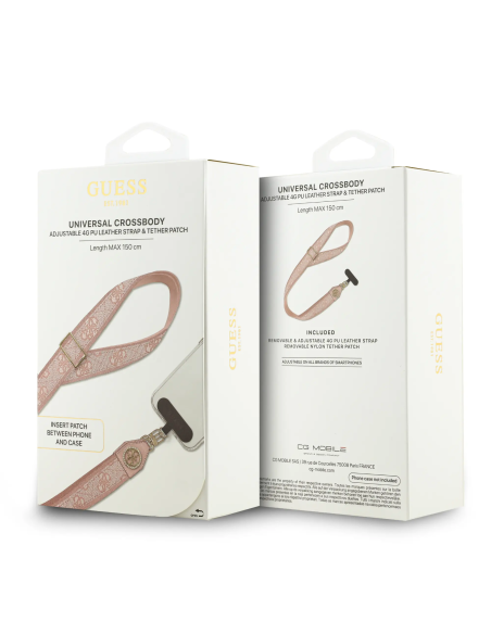 GUESS Universal PU Strap with 4G Pattern and Strass Logo Patch (Pink)