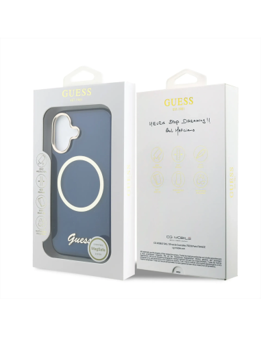 GUESS – Blue iPhone 17 HC MagSafe Case with IML Print and Metal Inscription