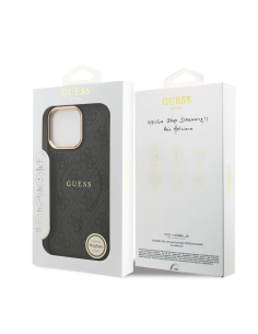 GUESS – Funda iPhone 16 Pro Max Polipiel de Negra con MagSafe Logo Clásico