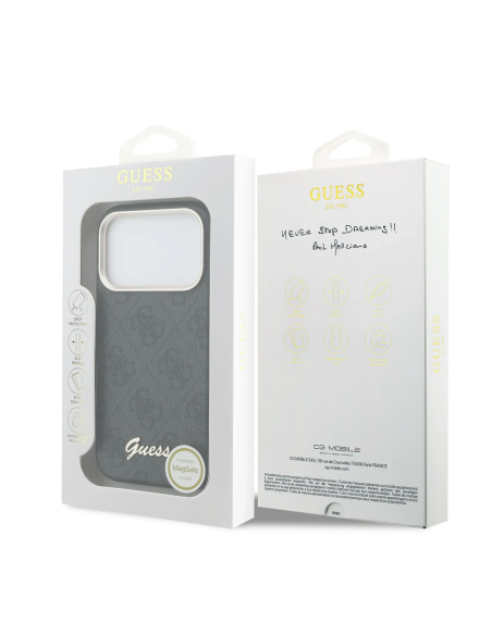 GUESS Funda iPhone 17 Pro con Magsafe Logo Script Negra