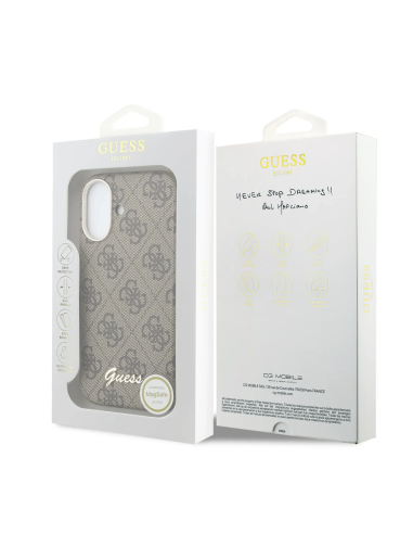 GUESS Funda iPhone 17 con Magsafe Logo Script Marron