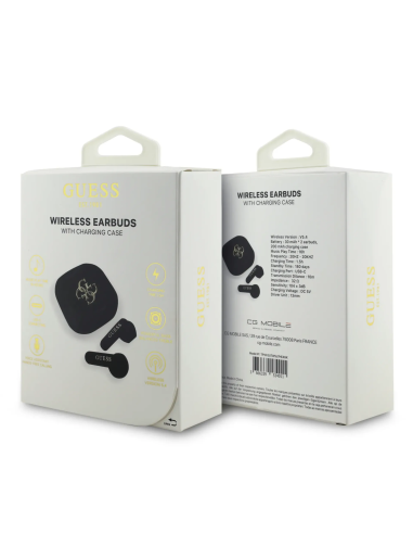 GUESS – Auriculares TWS Negros con Logo Metalizado
