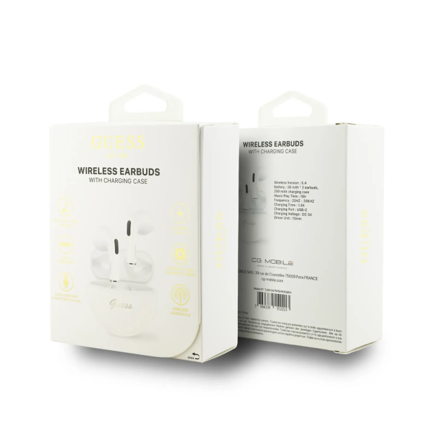 Auriculares TWS Guess Script Blanco | WiWU Mayorista B2B Oficial