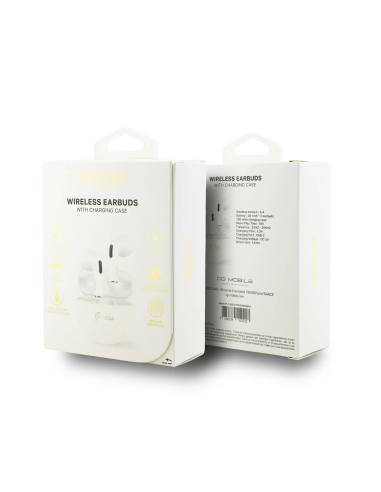 Auriculares TWS GUESS con logotipo Script (Blanco)