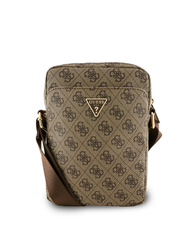 GUESS – Brown 8" Tablet Sling Bag with Triangular Logo