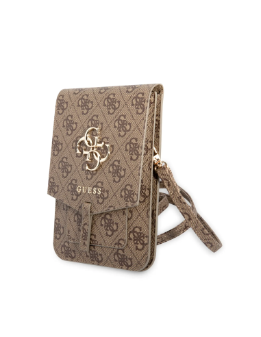GUESS – Bolso Universal para Teléfono Marrón con Logo 4G y Correa