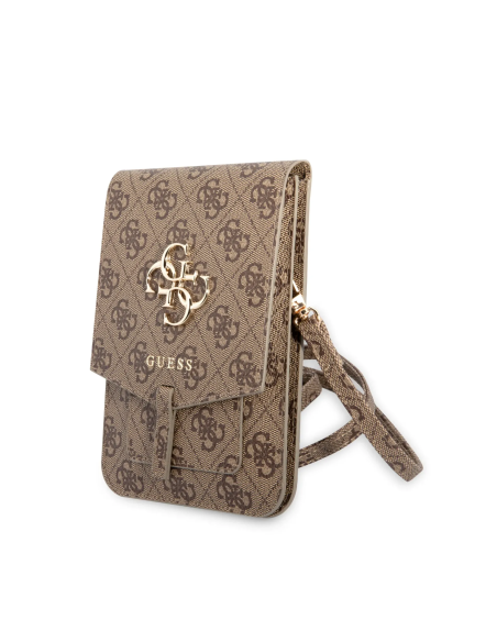 GUESS – Bolso Universal para Teléfono Marrón con Logo 4G y Correa