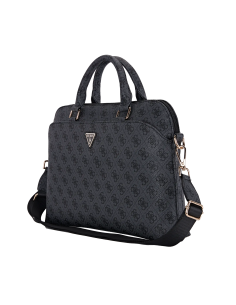 GUESS – Laptop Bag 13”–15”–16” Black with 4G Logo and Gold Details