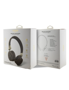 GUESS – Cascos Bluetooth Premium Logo 4G Clásico Marrón Diseño Redondeado