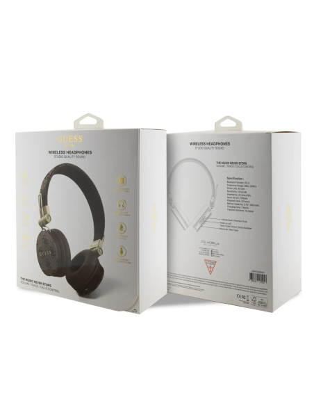 Cascos Diadema Guess 4G Polipiel Marrón | WiWU Mayorista B2B