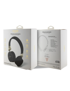 GUESS – Cascos Bluetooth Premium Logo 4G Clásico Negro Diseño Redondeado