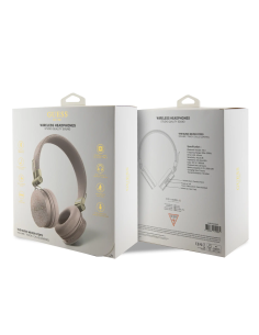 GUESS – Cascos Bluetooth Premium Logo 4G Clásico Rosa Diseño Redondeado