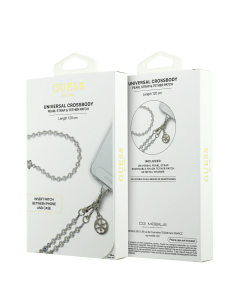 GUESS – Universal Silver Crossbody Strap with Pearls and Charms
