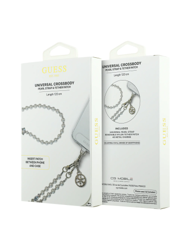 GUESS – Correa Bandolera Universal Plata con Perlas y Charms