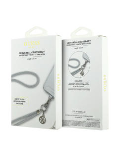 GUESS – Universal Silver Crossbody Strap with Sparkling Stones and Charms