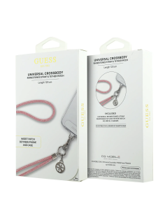 GUESS – Universal Pink Crossbody Strap with Sparkling Stones and Charms