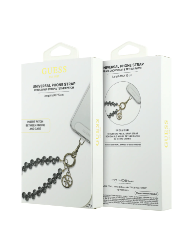 GUESS – Black Wrist Strap with Crystals and Charms