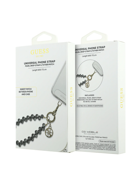 GUESS – Black Wrist Strap with Crystals and Charms