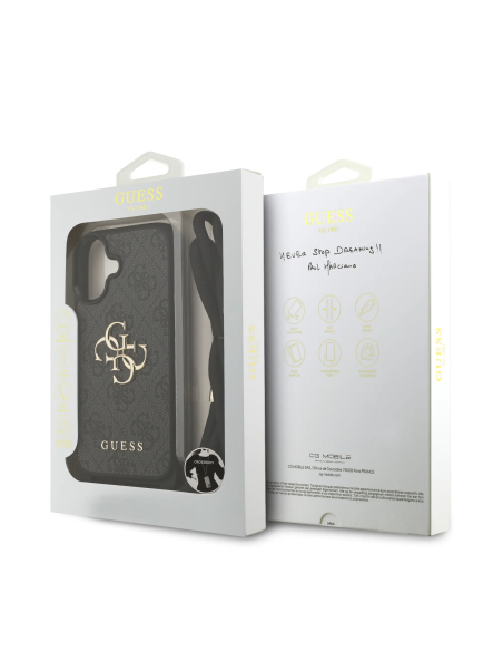 GUESS – Black iPhone 17 Crossbody Case with 4G logo and Strap