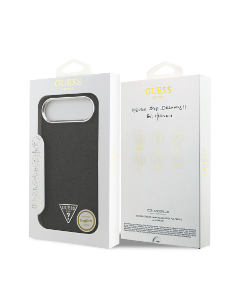 Funda GUESS para iPhone 17 Air PU glitter con Magsafe (Negro)