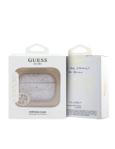 GUESS – Pink AirPods 3 Case with Classic Print, 4G Logo and Charm