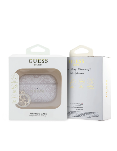 GUESS – Funda AirPods 3 Rosa Estampado Clásico con Logo 4G y Charm