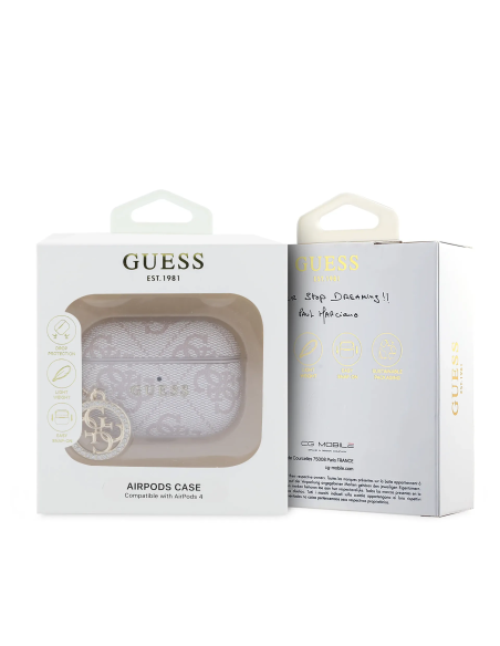 GUESS – Funda AirPods 3 Rosa Estampado Clásico con Logo 4G y Charm
