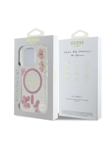 GUESS – Funda iPhone 16 Pro Max con MagSafe y Diseño de Flores