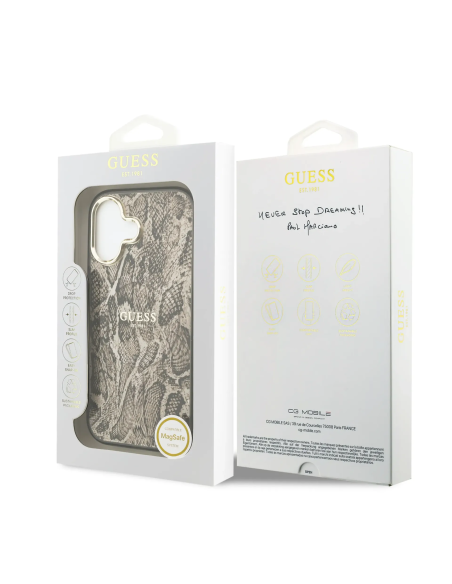 Funda GUESS iPhone 17 PC+TPU MagSafe Estampado Pitón Marrón