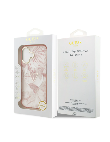 GUESS – Funda iPhone 17 (PC + TPU) con MagSafe y Estampado Selvático en Color Rosa