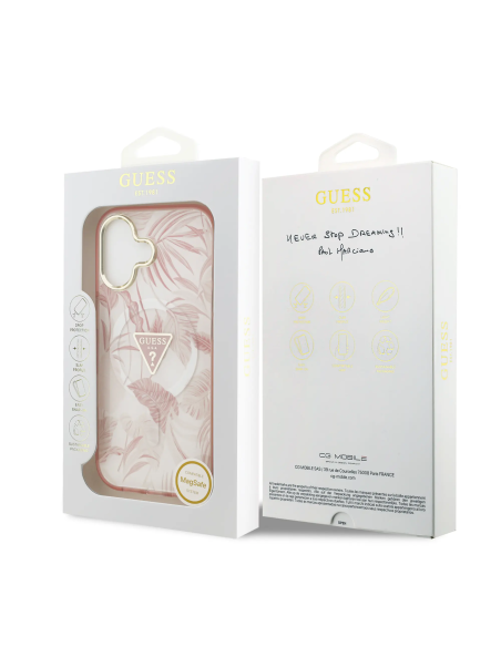 GUESS – Funda iPhone 17 (PC + TPU) con MagSafe y Estampado Selvático en Color Rosa