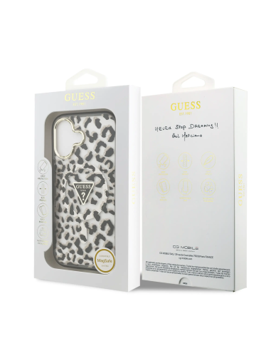 GUESS Case for iPhone 17 with MagSafe and Leopard Print (Black)