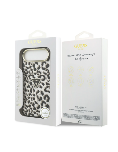 GUESS Case for iPhone 17 Air with MagSafe and Leopard Print (Black)