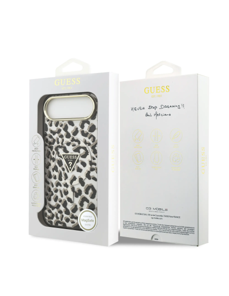 GUESS Case for iPhone 17 Air with MagSafe and Leopard Print (Black)