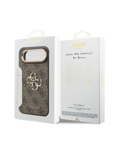 Funda GUESS iPhone 17 Air con Gran Logo Clásico 4G Marrón Dorado
