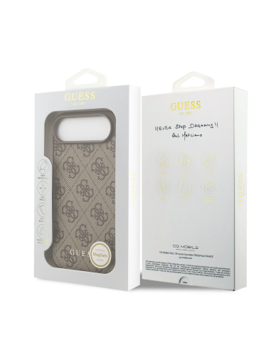 Funda GUESS iPhone 17 Air  Marrón con Logo 4G y Charm Dorado
