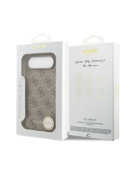 Funda GUESS iPhone 17 Air  Marrón con Logo 4G y Charm Dorado