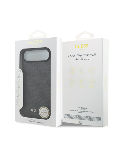 GUESS – Funda iPhone 17 Air en Color Negro con Logo 4G y Charm Dorado