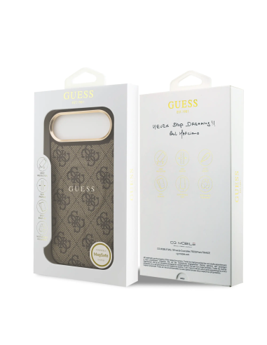 Funda GUESS iPhone 17 Air Polipiel Marrón con MagSafe Logo Clásico