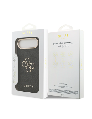 GUESS – Funda iPhone 17 Air en Polipiel Negra con Gran Logo 4G Dorado