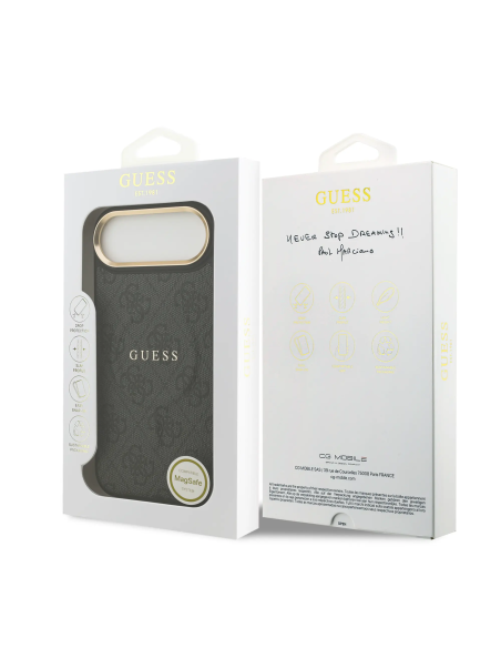 Funda GUESS iPhone 17 Air Polipiel Negra con MagSafe Logo Clásico