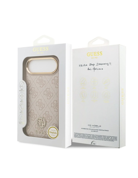 Funda GUESS iPhone 17 Air Polipiel Rosa con Logo 4G Strass